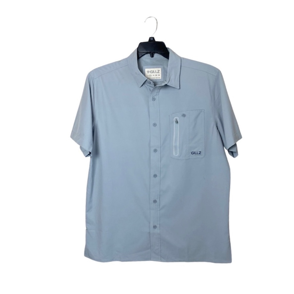 Gillz Men's UPF 30+ Short Sleeve Deep Sea Woven Button Up Shirt Size Medium